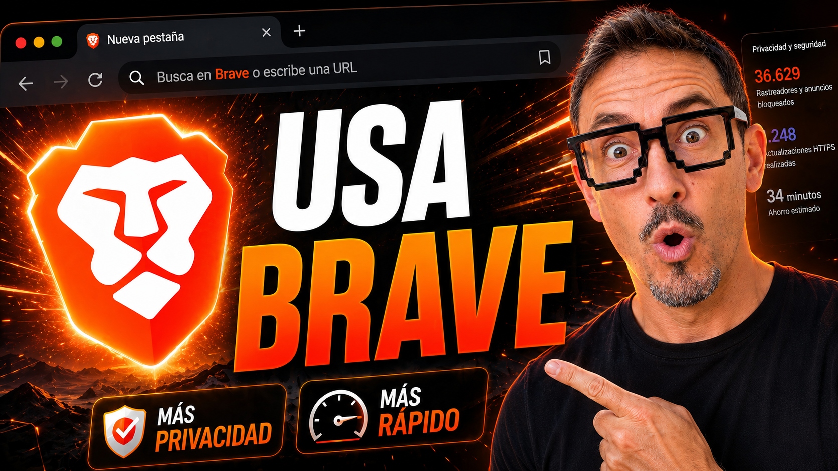 Usa Brave — más privacidad, más rápido